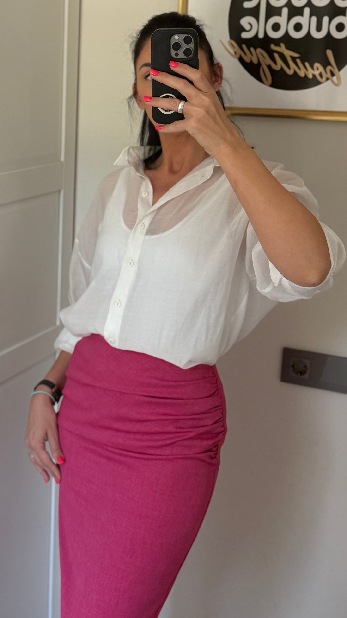 Balti, lengvi, permatomi Marškiniai