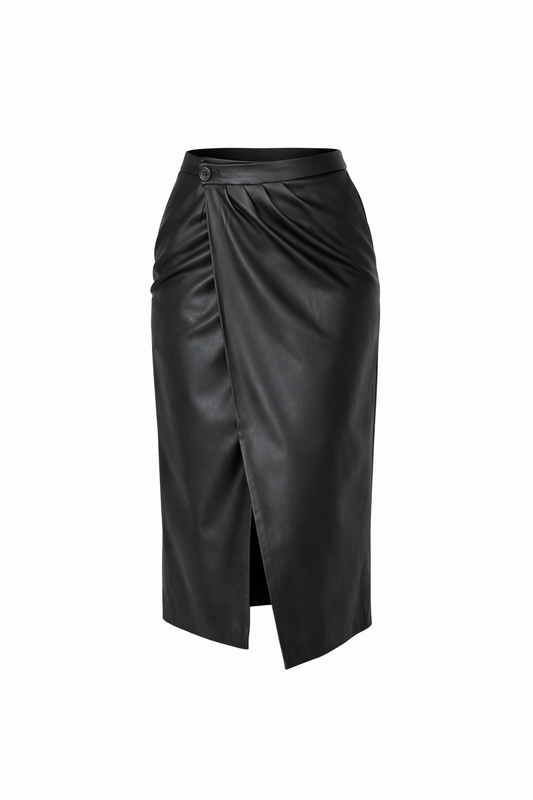 Black leather skirt on a white background