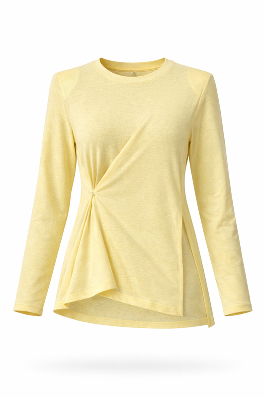 Yellow long-sleeve top on a white background