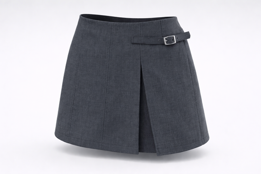 Gray skirt with a belt on a white background