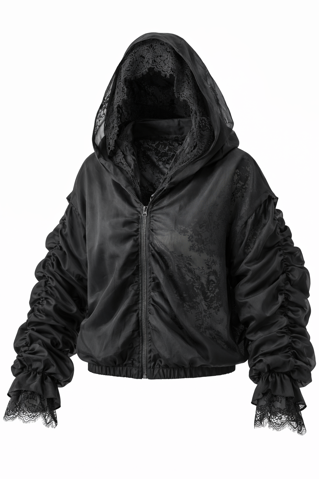 super stilingas dviejų sluoksnių bomberis su nėriniais