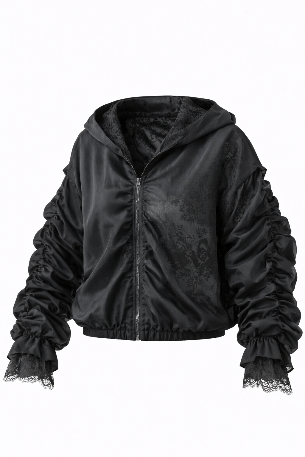 super stilingas dviejų sluoksnių bomberis su nėriniais