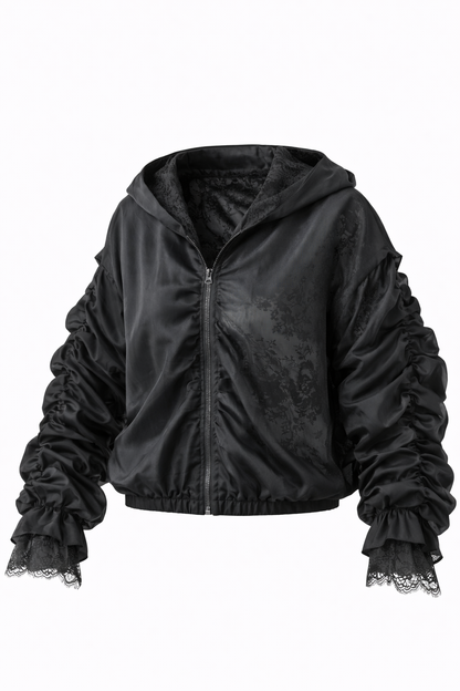 super stilingas dviejų sluoksnių bomberis su nėriniais