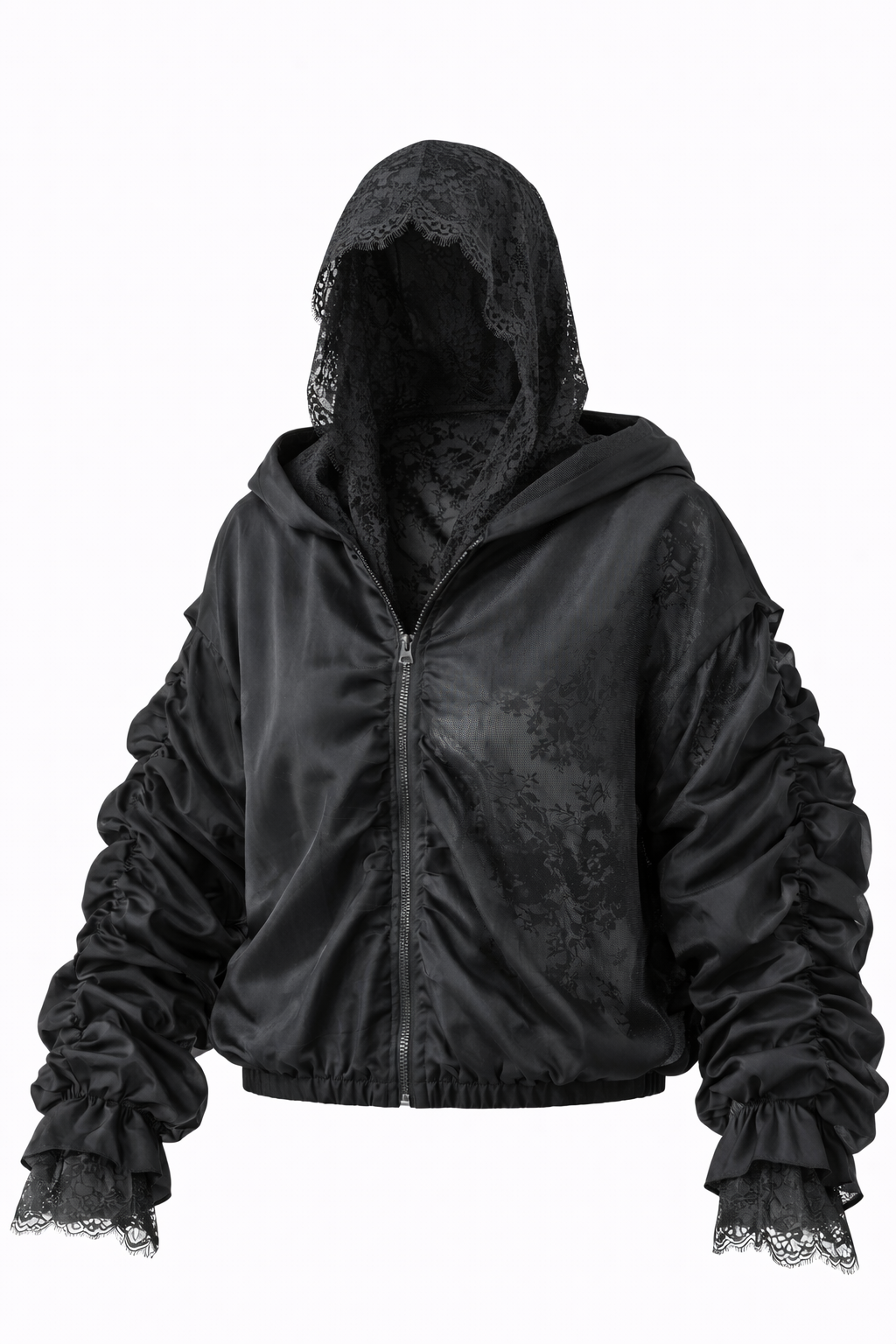 super stilingas dviejų sluoksnių bomberis su nėriniais