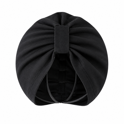 Turbanas su keičiamais aksesuarais, juodas