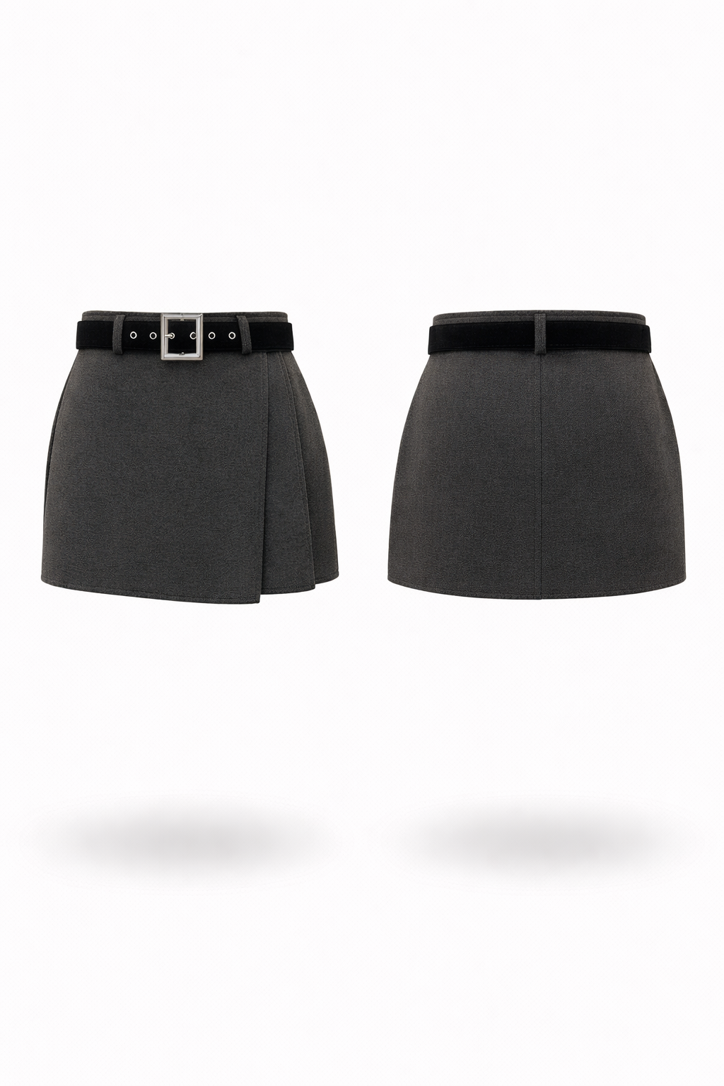 Mini sijonas-šortai su klostėmis, pilkas