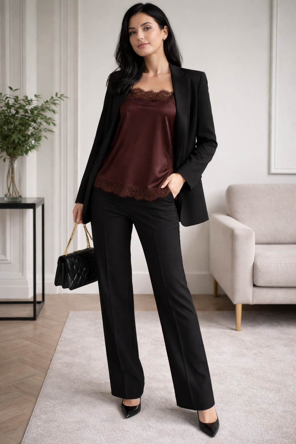 Satino palaidinė su nėriniais šonuose