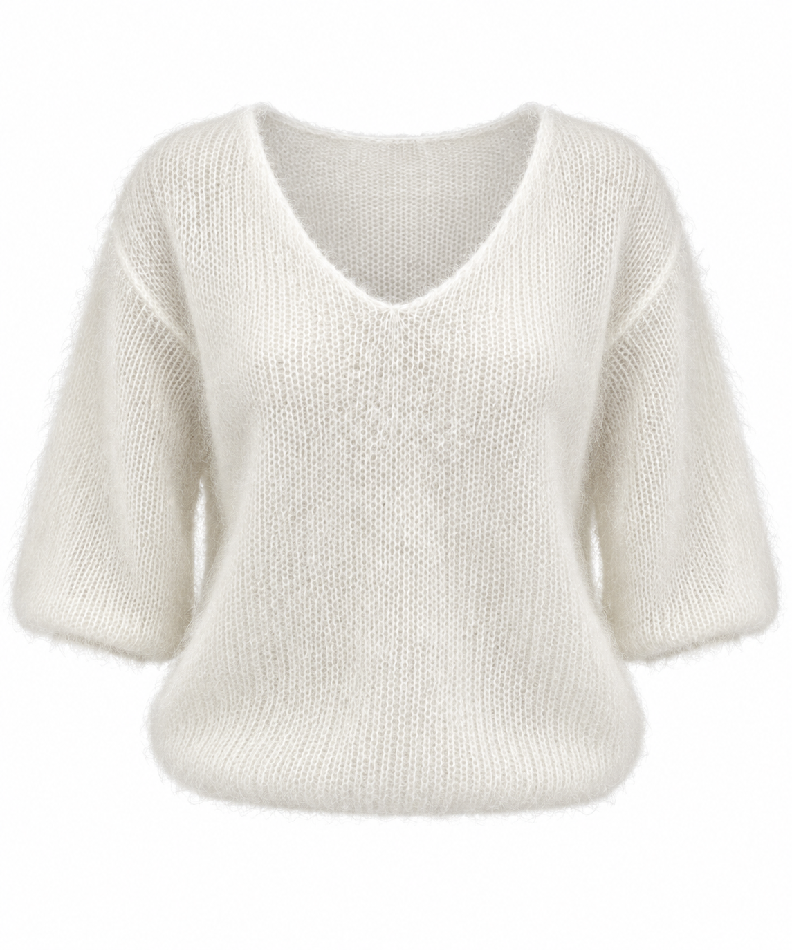 Merino vilnos megztukas 3/4 rankovėmis, milk
