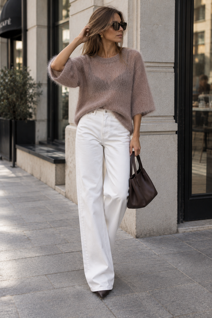 Merino vilnos megztukas, plonas, cappuccino