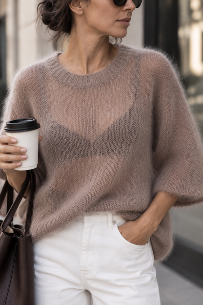 Merino vilnos megztukas, plonas, cappuccino
