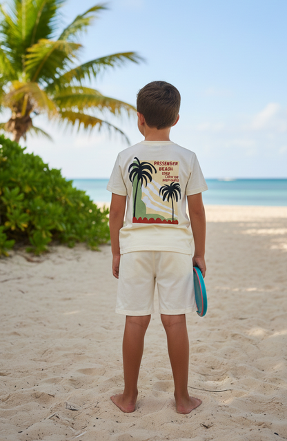 Vaikiškas vasarinis medvilninis kostiumėlis berniukui „Passenger Beach“