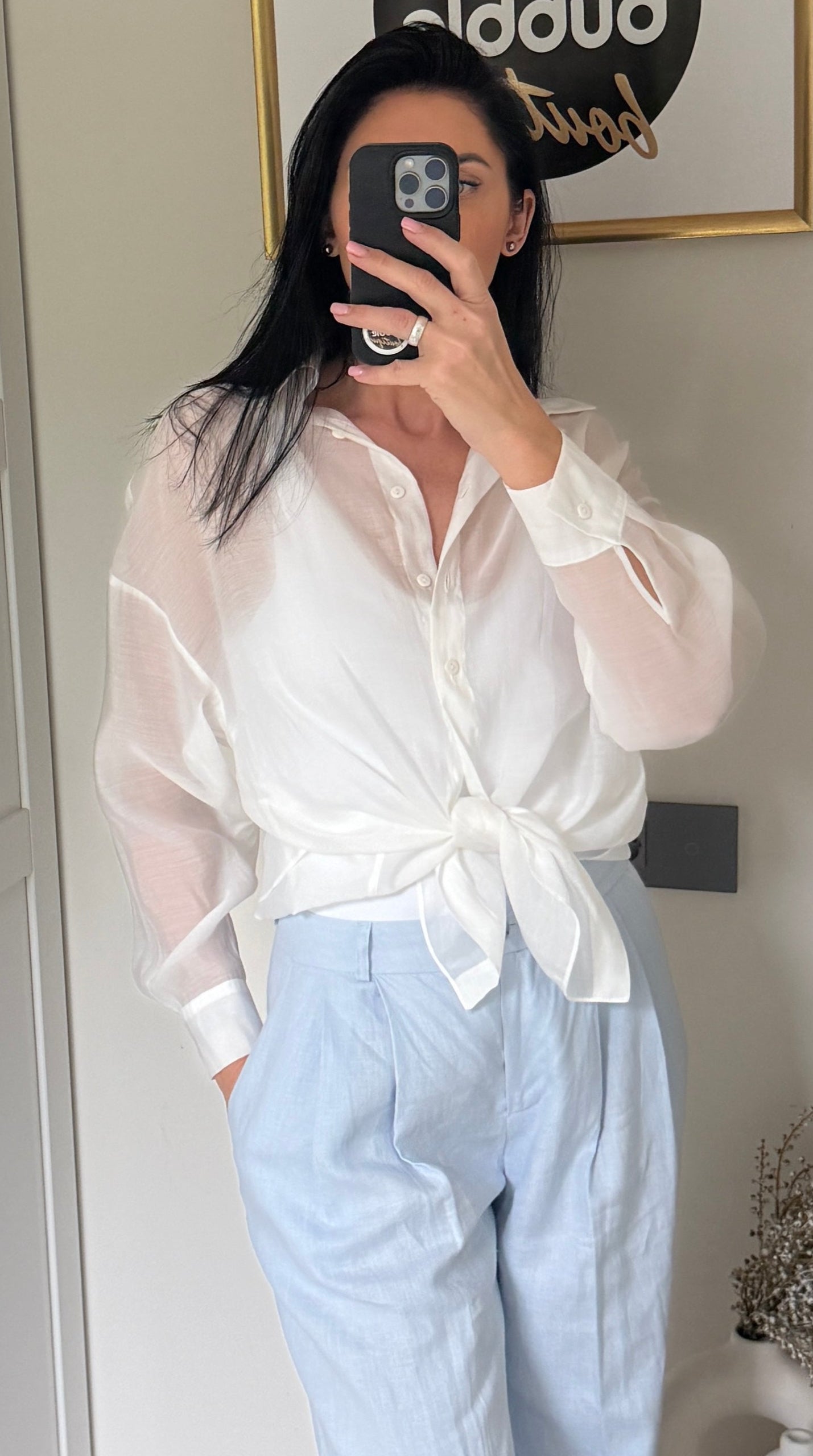 Balti, lengvi, permatomi Marškiniai