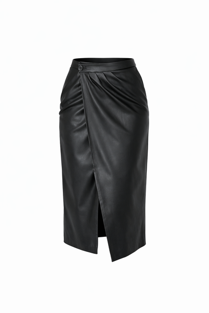 Black leather skirt on a white background