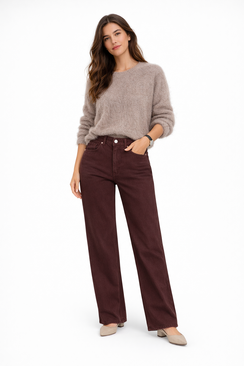 Rudi tiesus džinsai