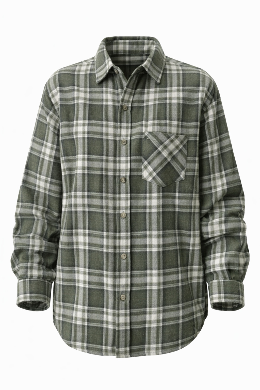 Žali languoti marškiniai baltame fone