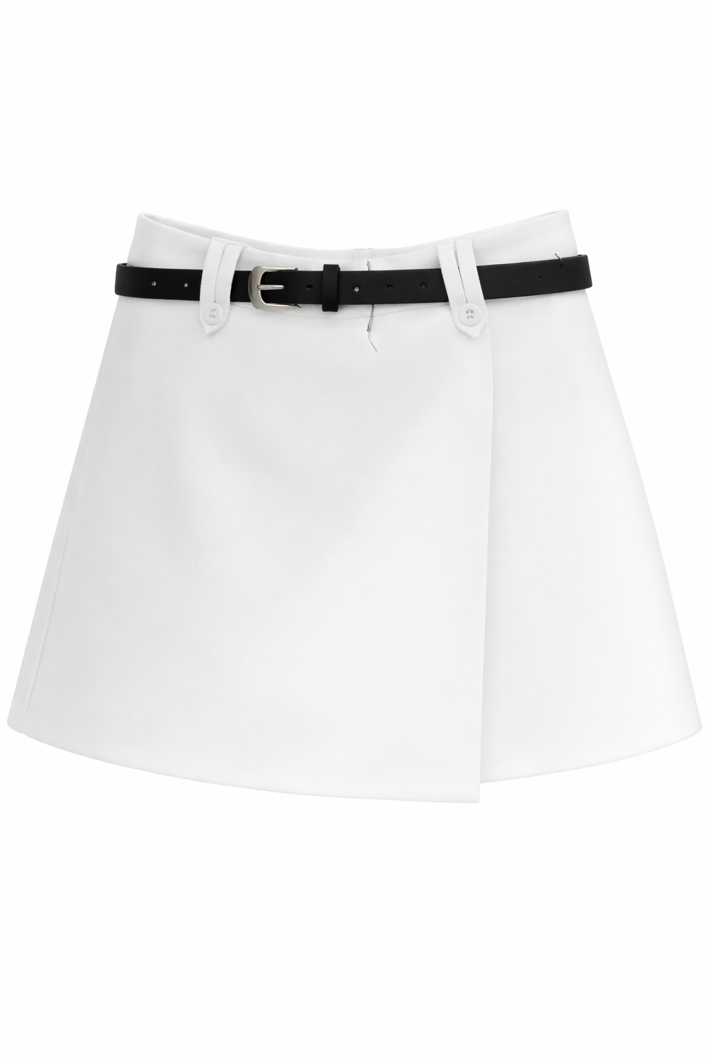 White skirt with a black belt on a white background