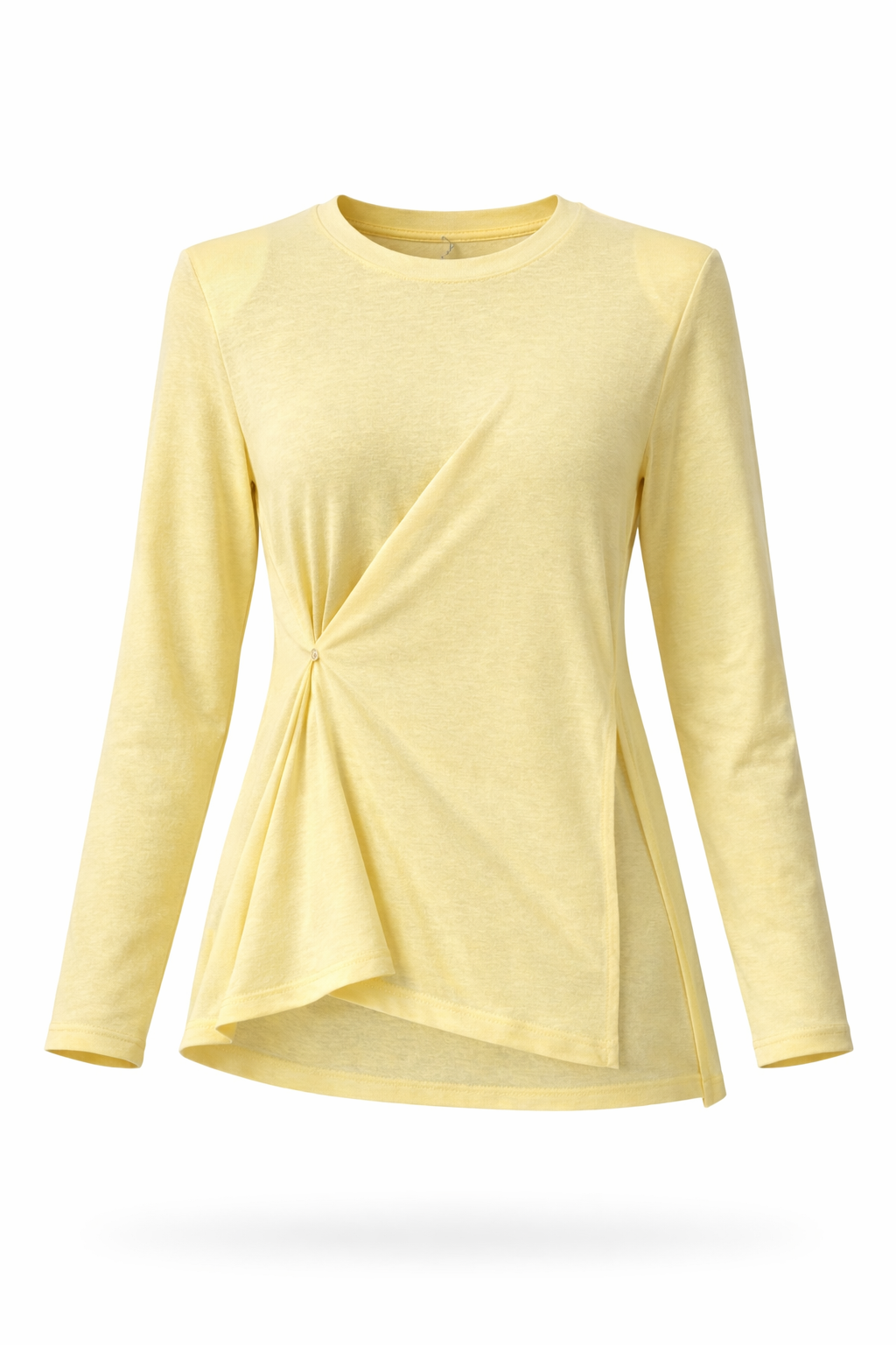 Yellow long-sleeve top on a white background
