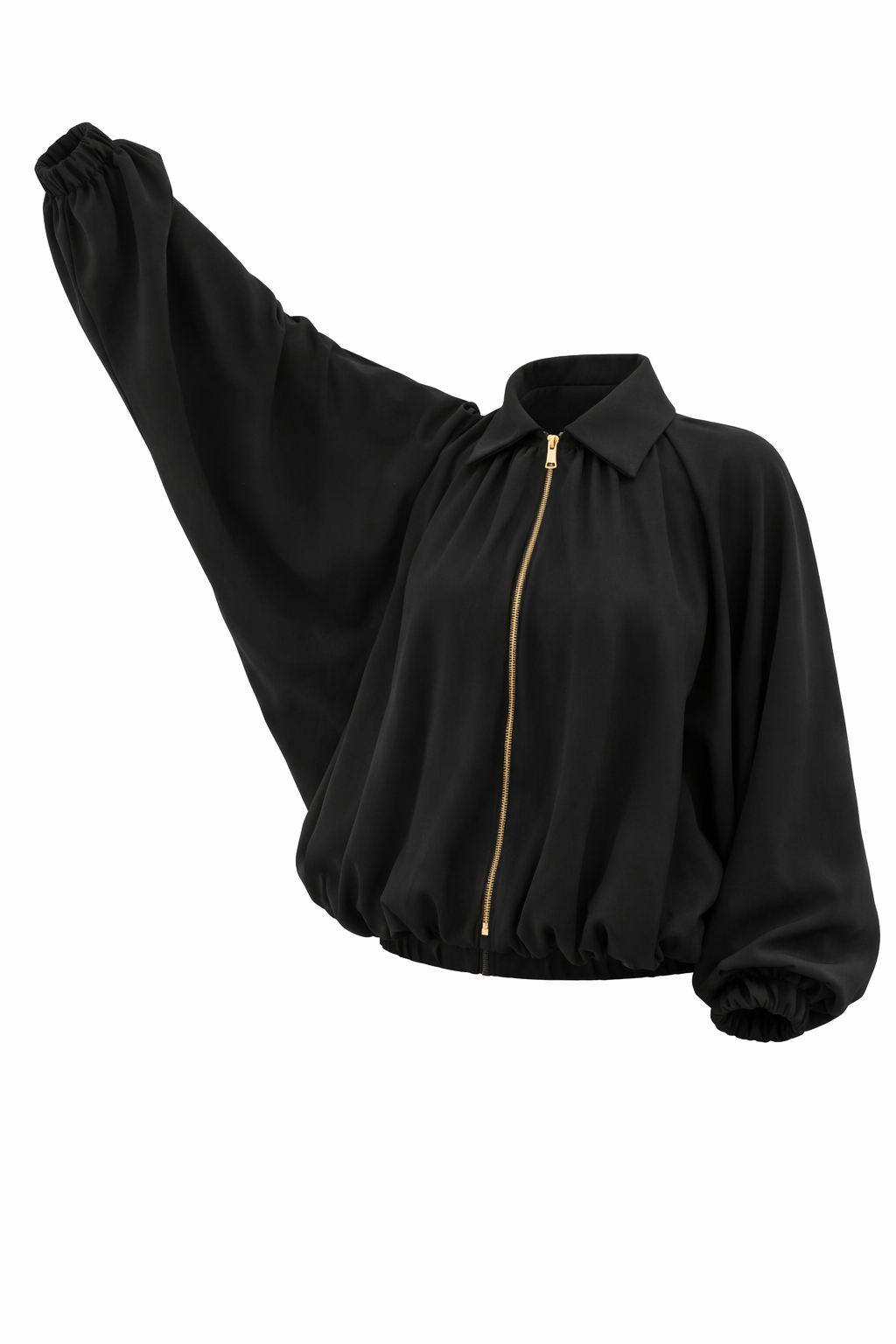 Juodas bomberis pakelta ranka 