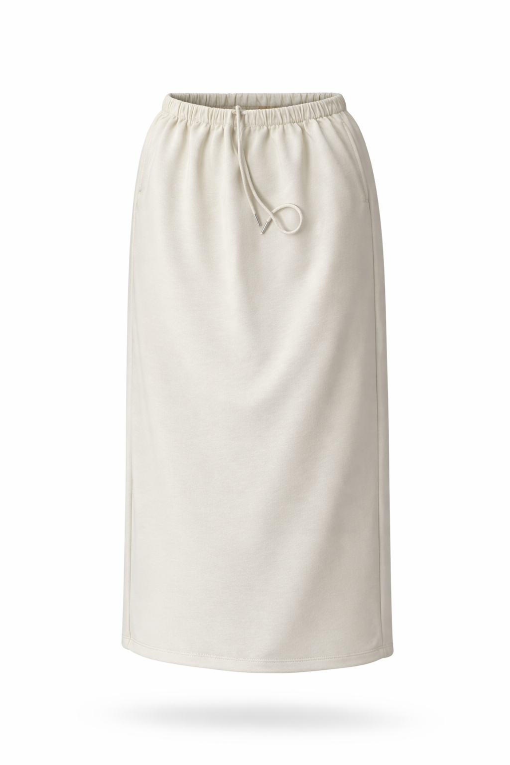 Beige drawstring skirt on a white background