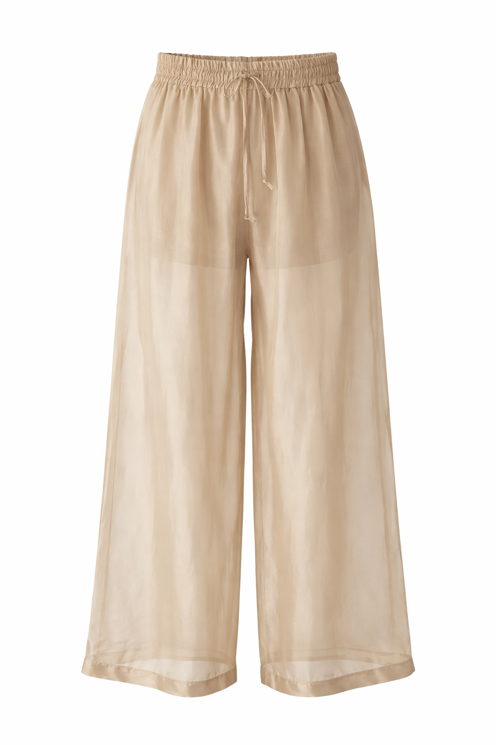Beige wide-leg pants on a white background
