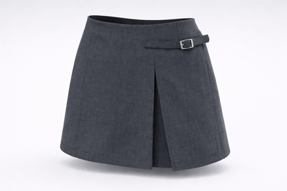 Gray skirt with a belt on a white background