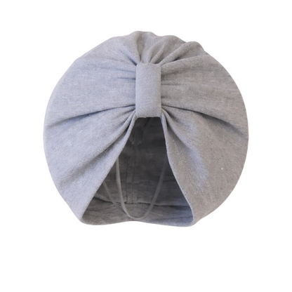 Gray turban hat with a knot on a white background