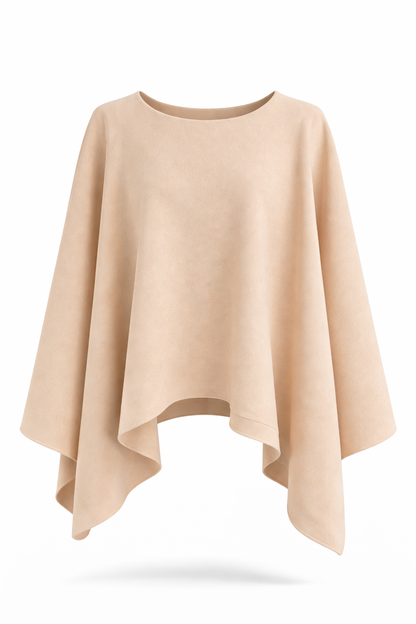 Beige poncho on a white background