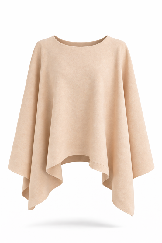 Beige poncho on a white background