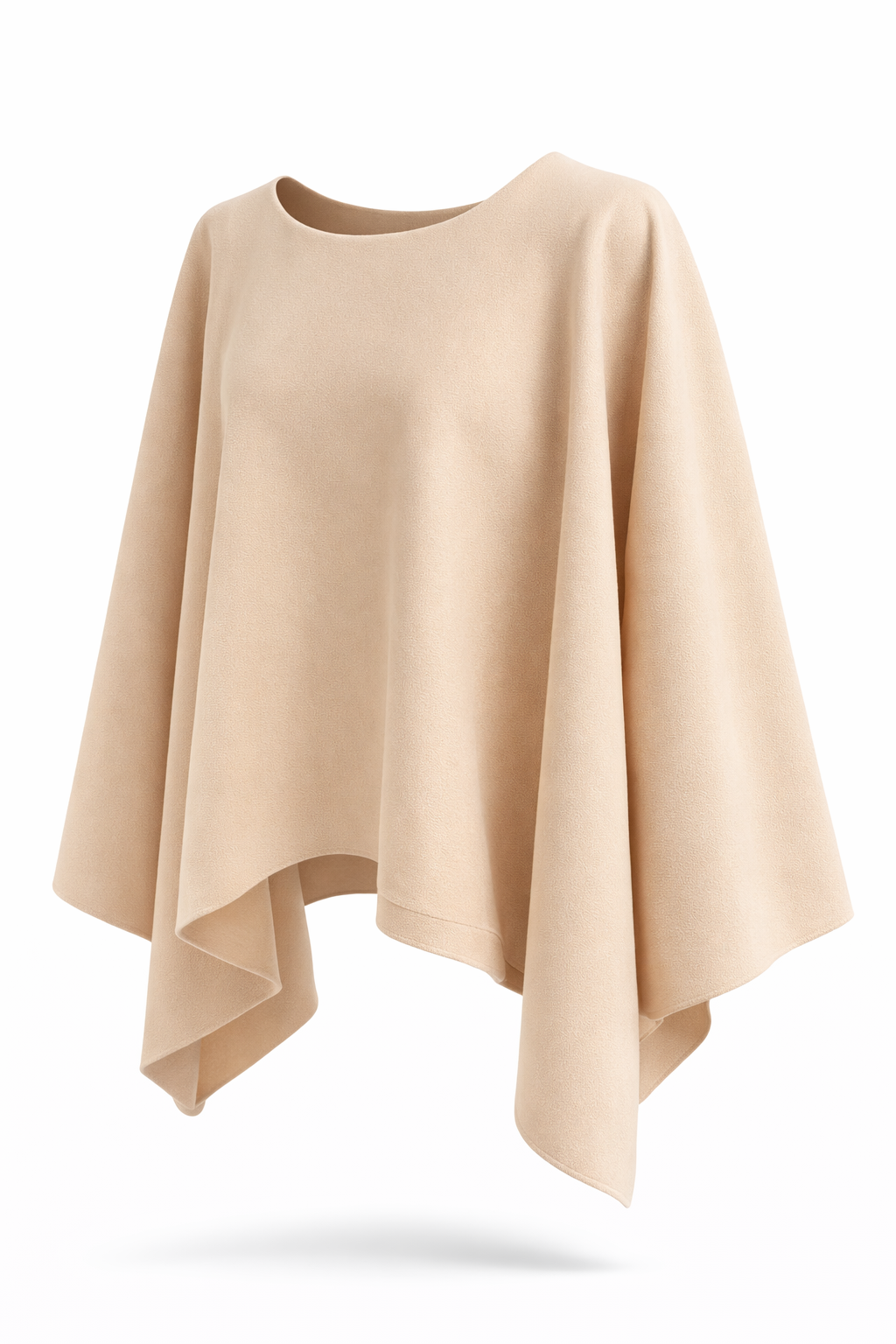 Beige poncho on a white background