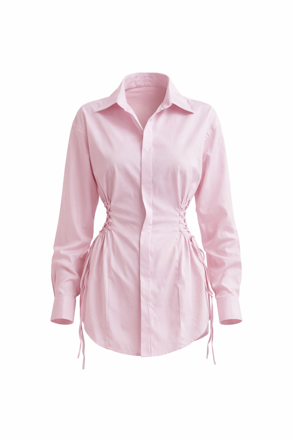 Pink shirt dress on a white background